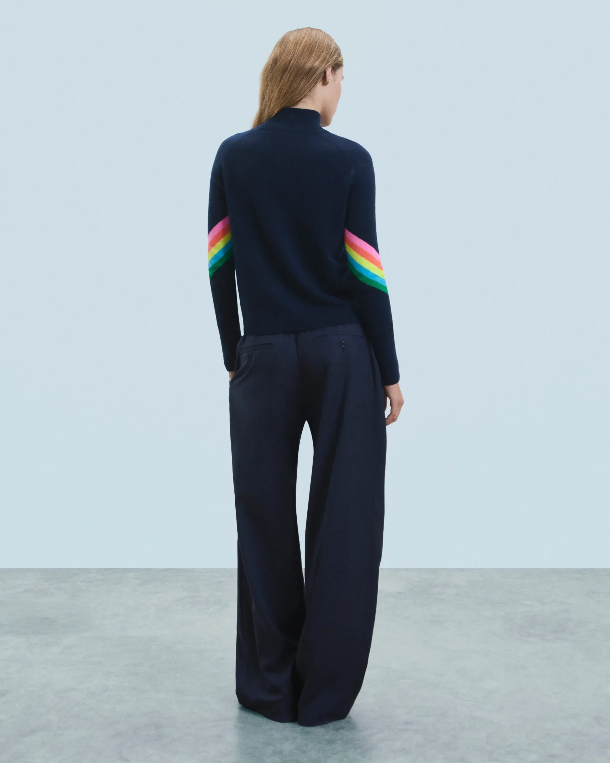 Pull Col Montant Bandes Manches Multicolore Léger^FROM FUTURE Online