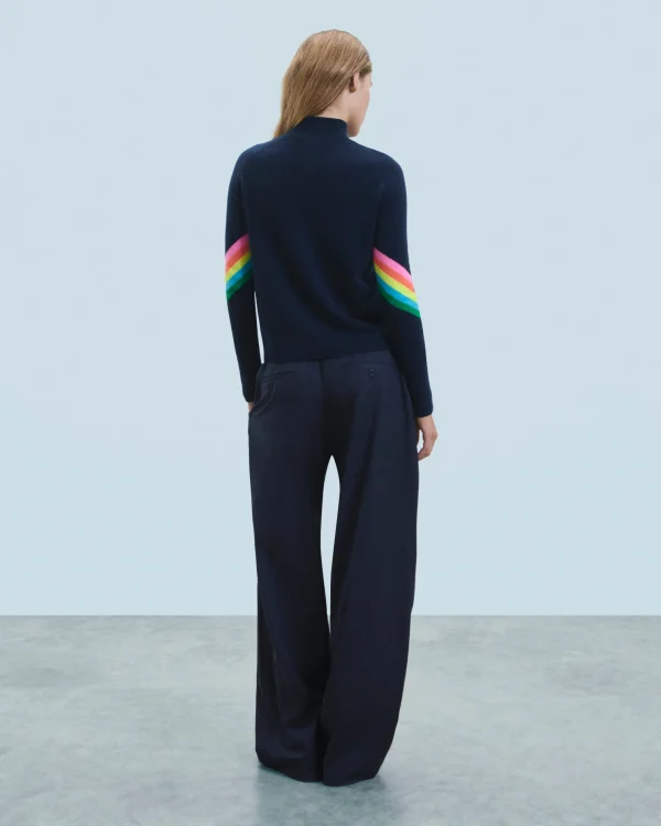 Pull Col Montant Bandes Manches Multicolore Léger^FROM FUTURE Sale