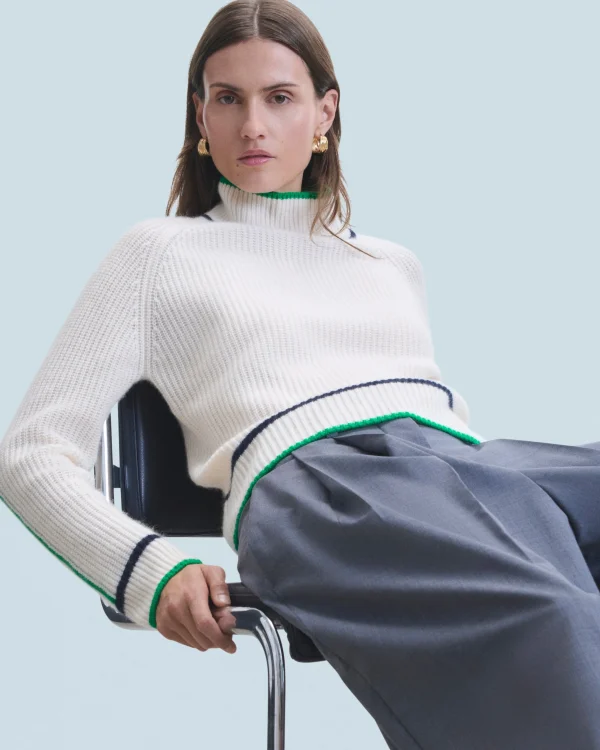 Pull Col Montant Tricolore Maille Perlée^FROM FUTURE Cheap