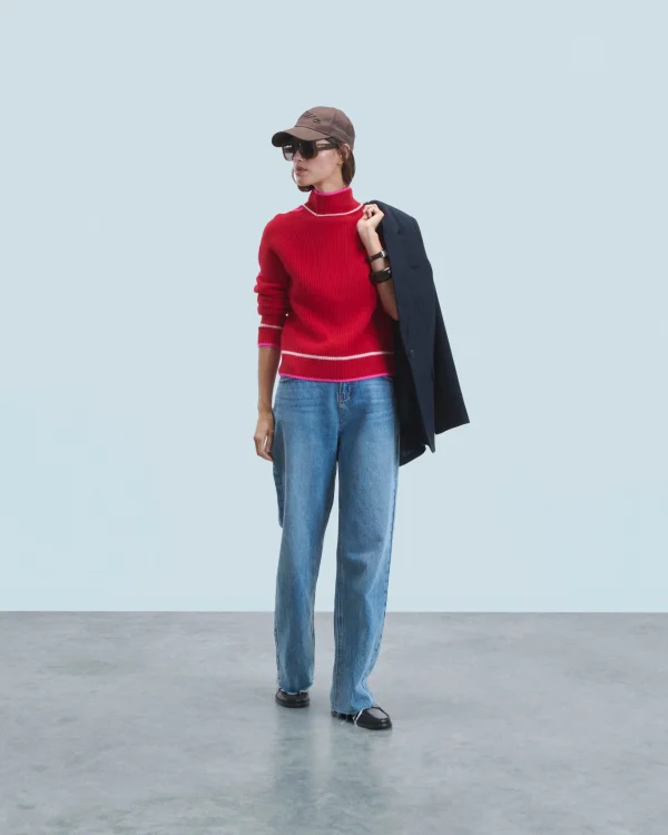 Pull Col Montant Tricolore Maille Perlée^FROM FUTURE Discount