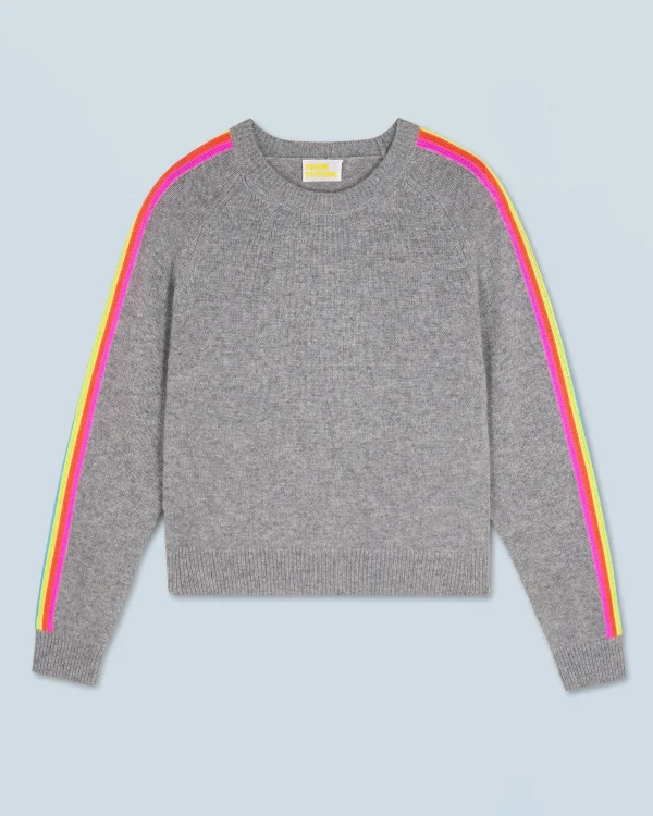 Pull Col Rond Bandes Manches Multicolore^FROM FUTURE Discount