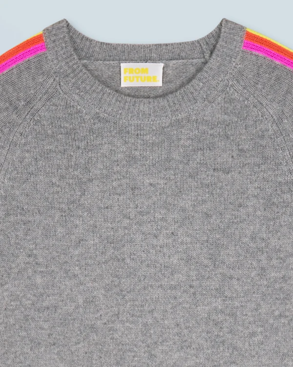 Pull Col Rond Bandes Manches Multicolore^FROM FUTURE Discount