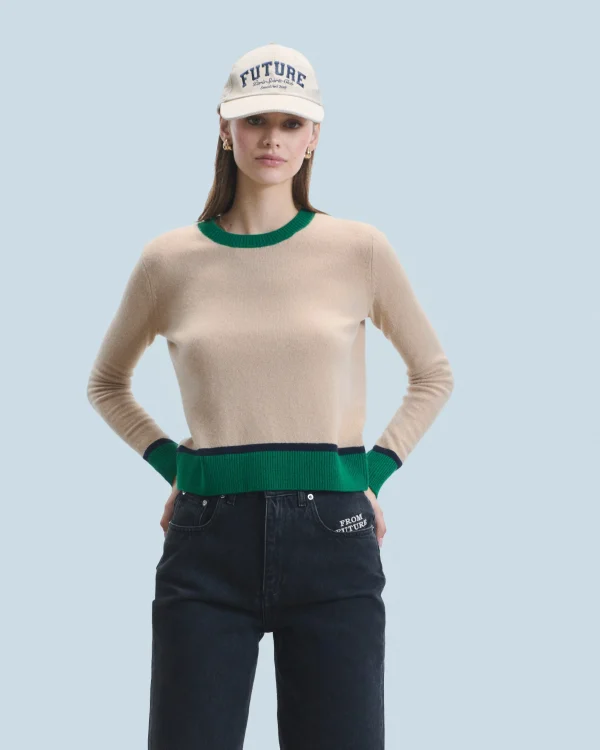 Pull Col Rond Bicolore Contraste Léger^FROM FUTURE Flash Sale