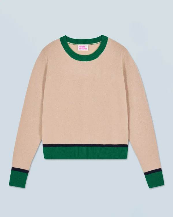 Pull Col Rond Bicolore Contraste Léger^FROM FUTURE Flash Sale