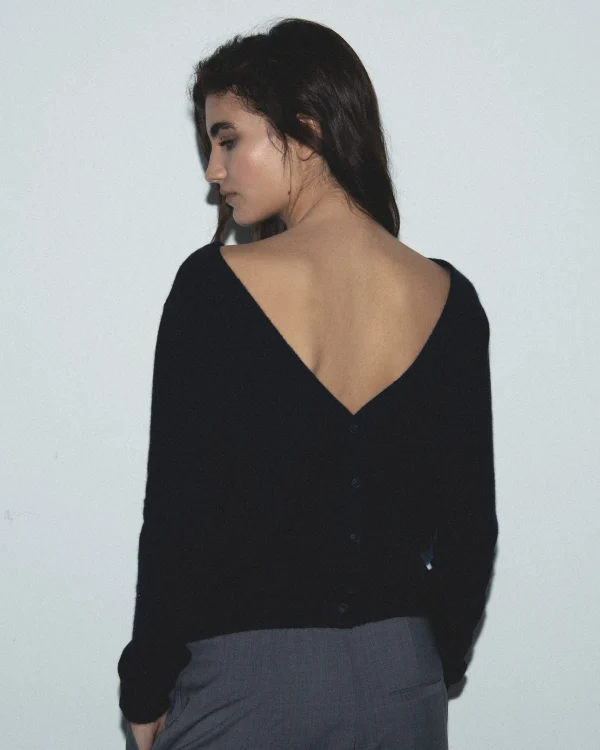 Pull Col Rond Dos Nu à Boutons^FROM FUTURE Sale