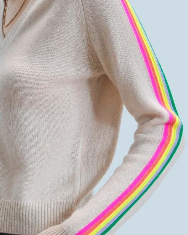 Pull Col V Bandes Manches Multicolore^FROM FUTURE Online