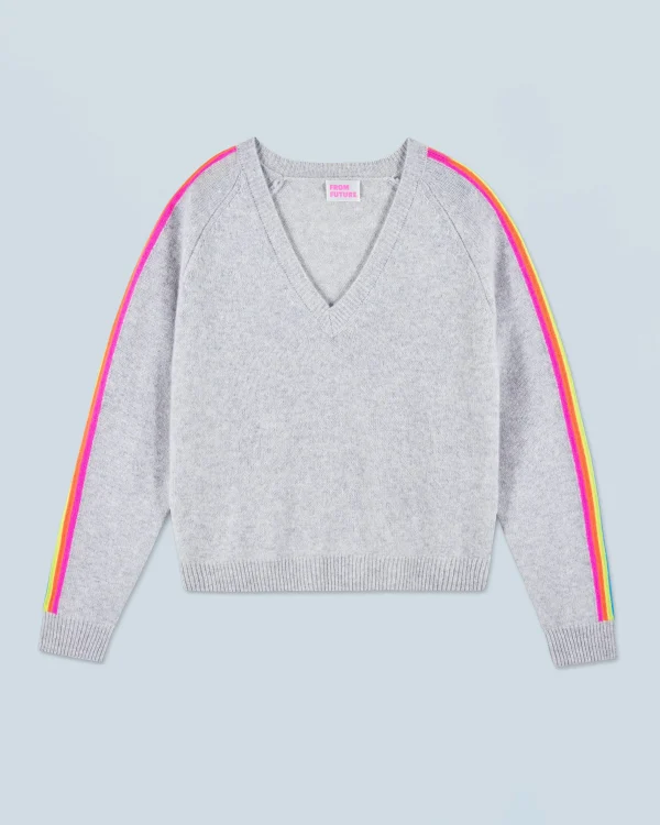 Pull Col V Bandes Manches Multicolore^FROM FUTURE Online