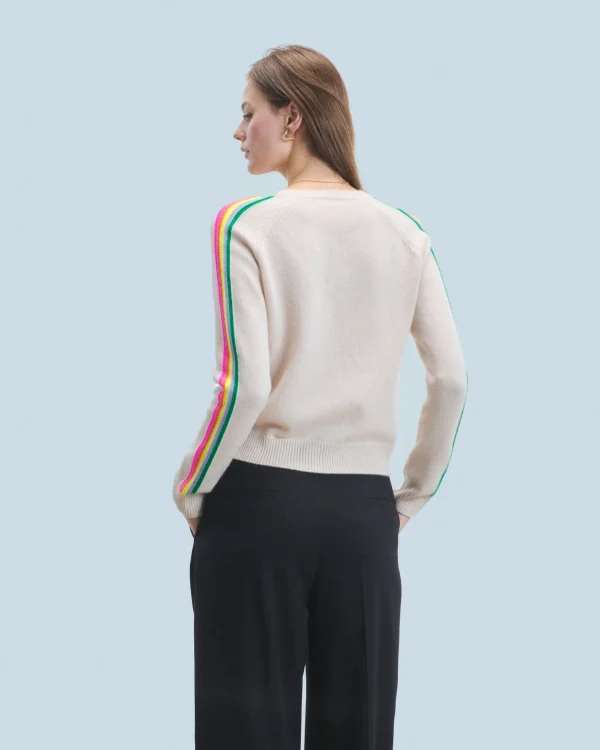 Pull Col V Bandes Manches Multicolore^FROM FUTURE Online