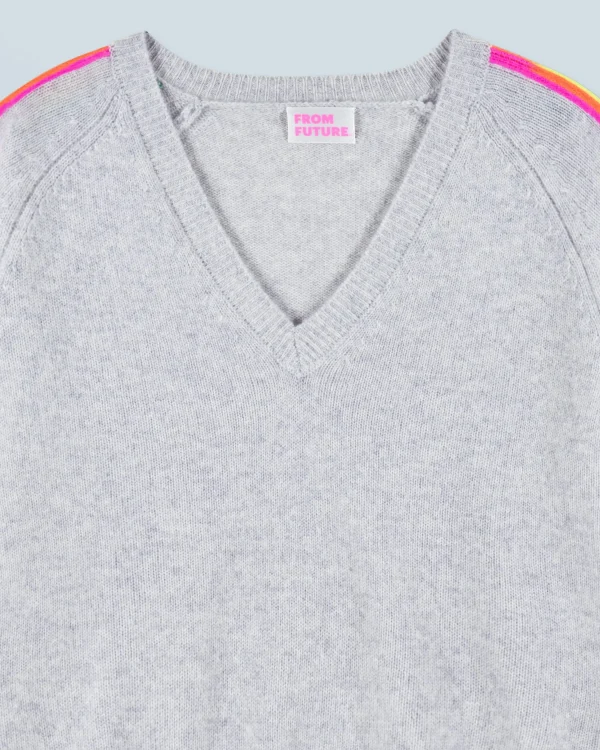 Pull Col V Bandes Manches Multicolore^FROM FUTURE Online