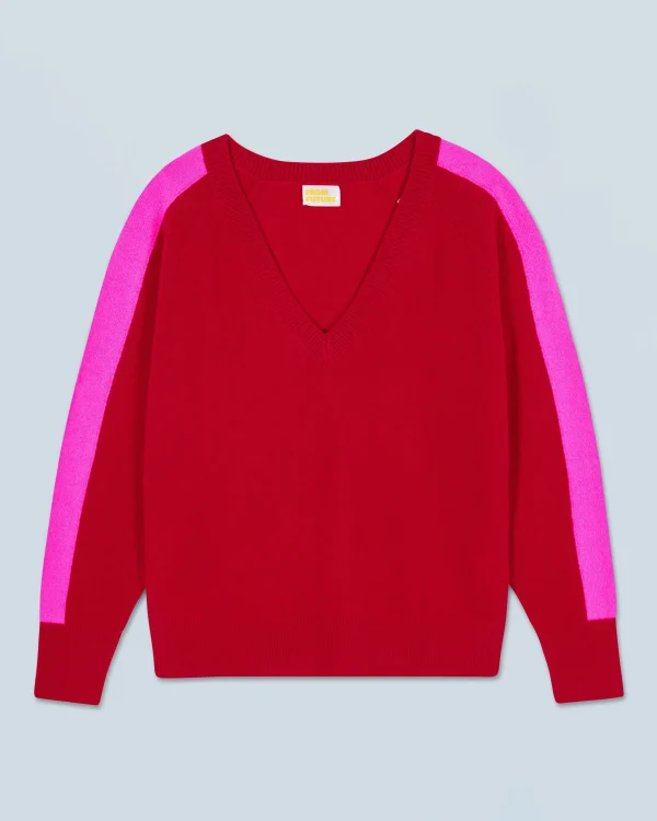 Pull Col V Oversize Bandes Bicolore Léger^FROM FUTURE Best Sale