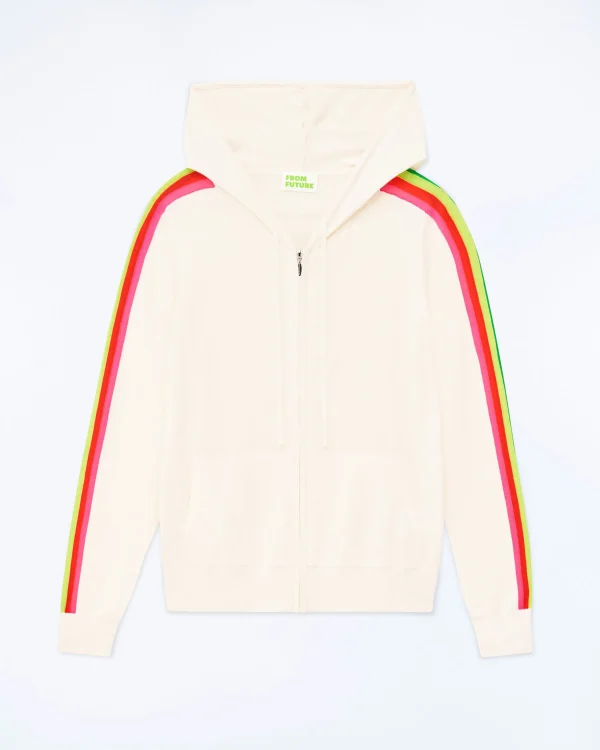 Pull Hoodie Zippé Bande Multicolore^FROM FUTURE Cheap