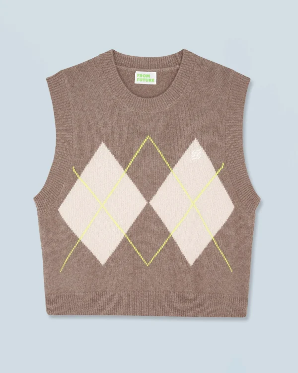Pull Sans Manches à Motif Losange^FROM FUTURE Discount
