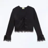 Top Manches Longues Bords Dentelle^FROM FUTURE Shop