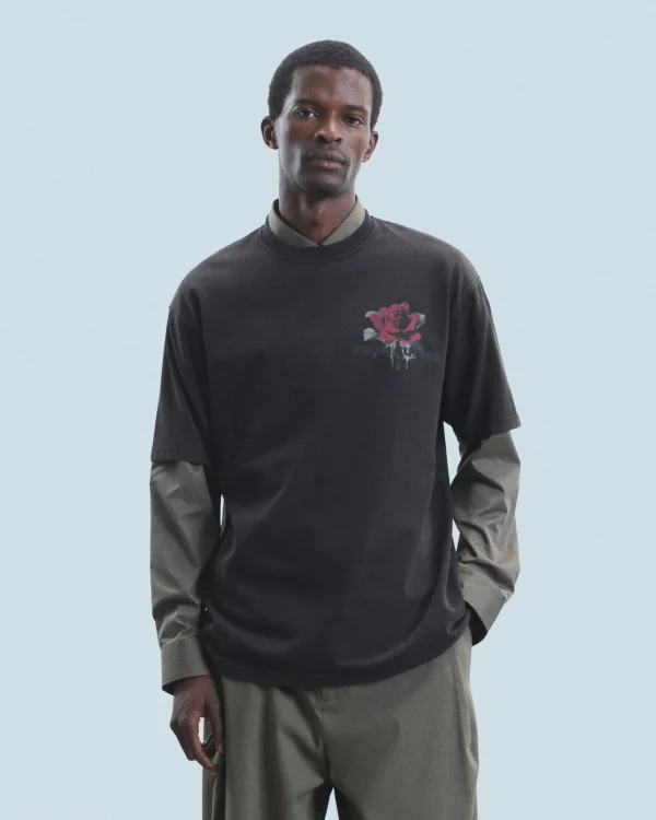 T-shirt Col Rond Manches Courtes Roses^FROM FUTURE Clearance
