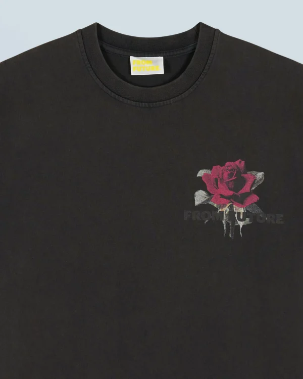 T-shirt Col Rond Manches Courtes Roses^FROM FUTURE Clearance